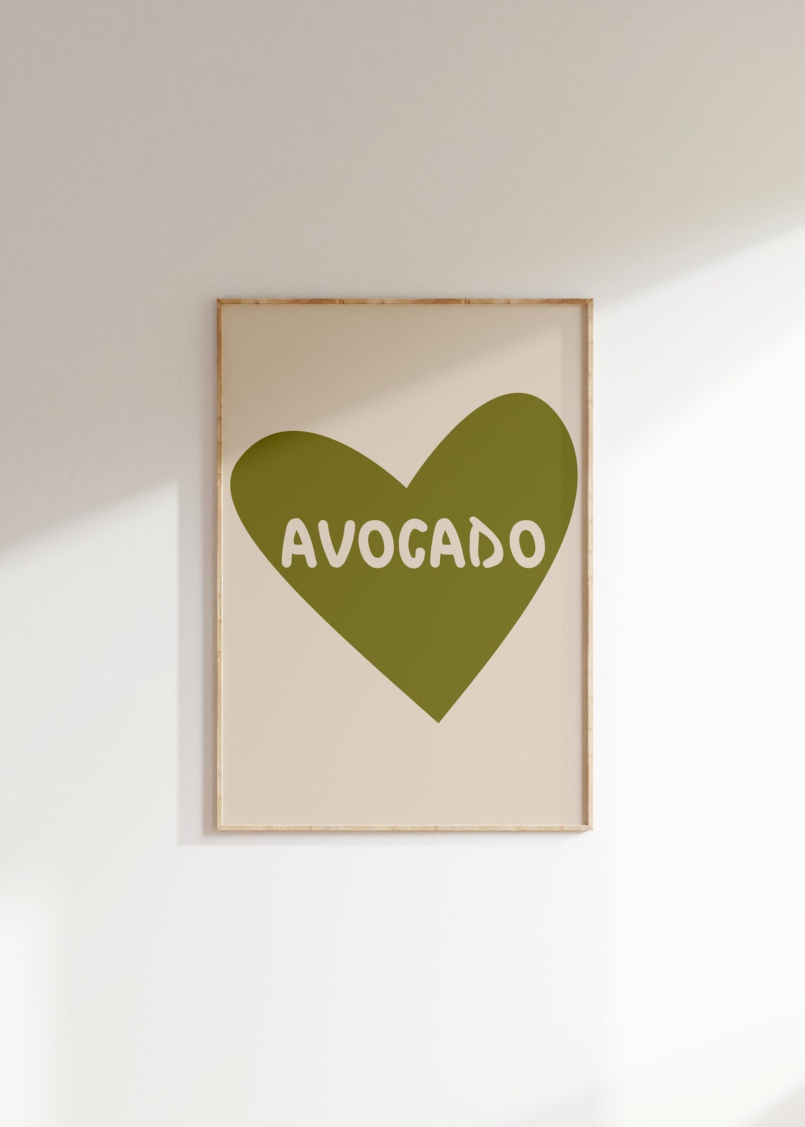 Avocado Green Heart Minimalist Retro Kitchen Food Wall Poster