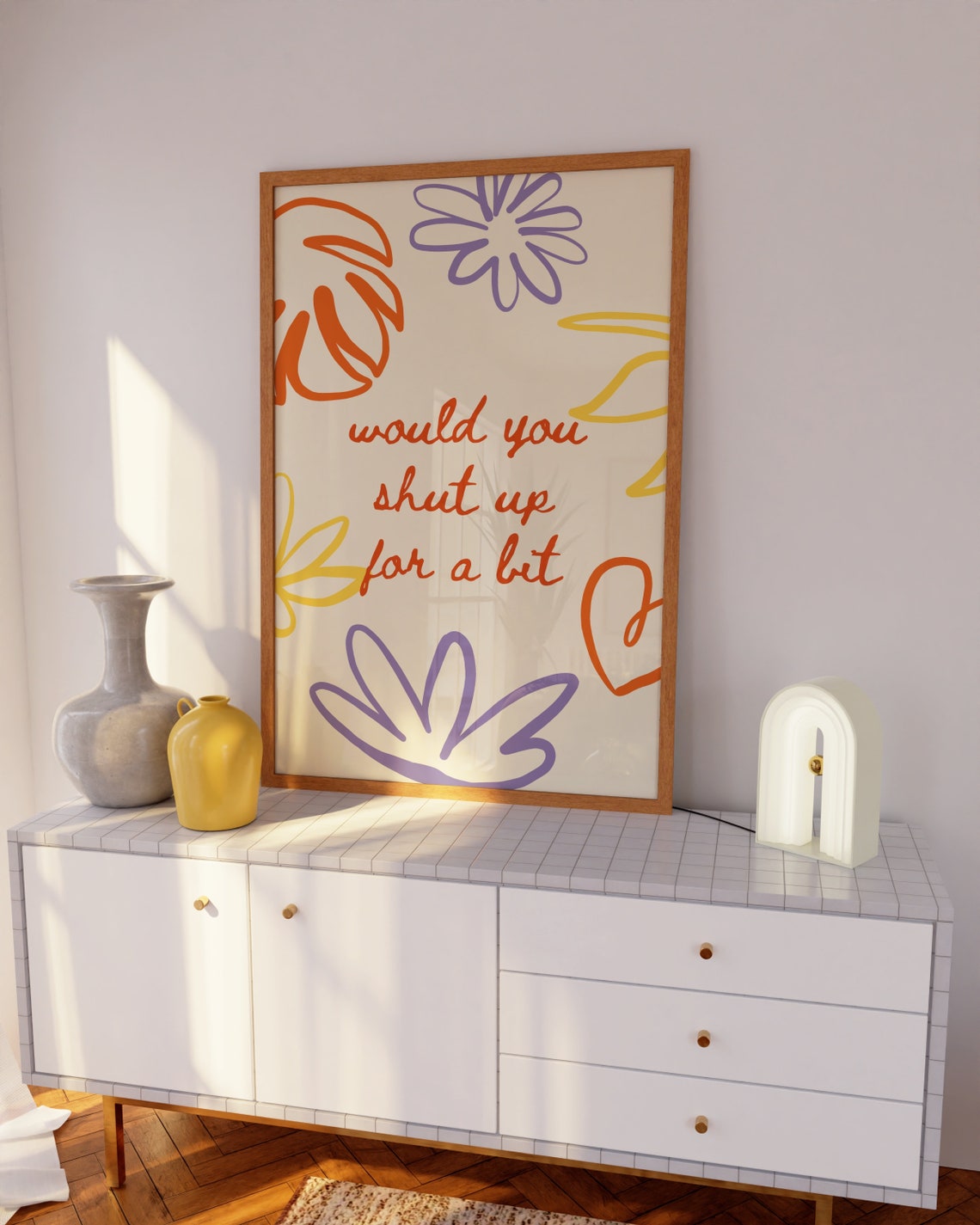 Would You Shut Up For A Bit Funny Floral Script Quote Poster - Image 2