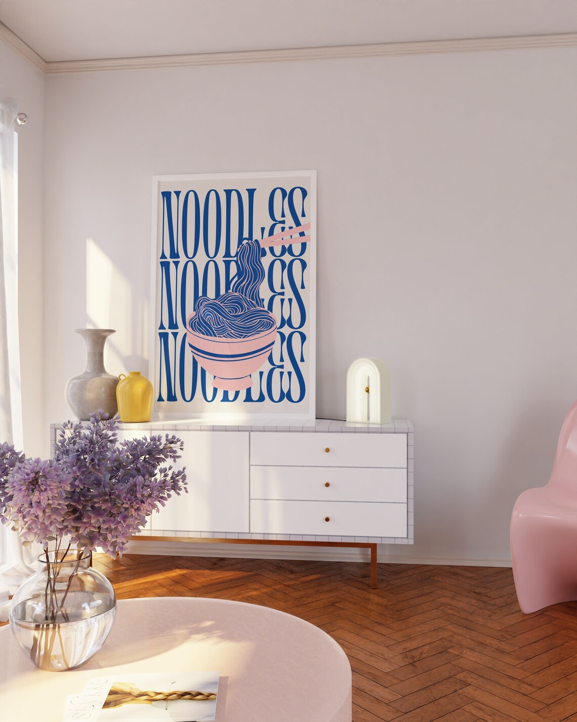 Retro Noodles Bowl Art Print, Bold Kitchen Decor - Image 2