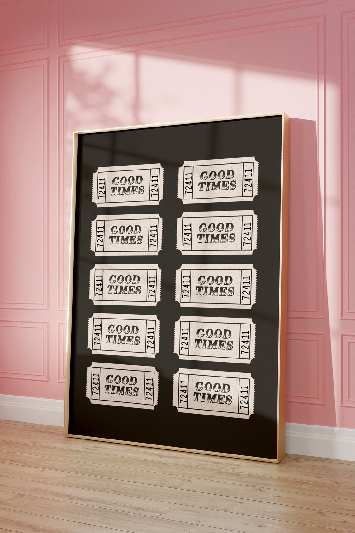 Good Times Fair Ticket Grid Black Retro Vintage Ticket Art Poster - Image 2