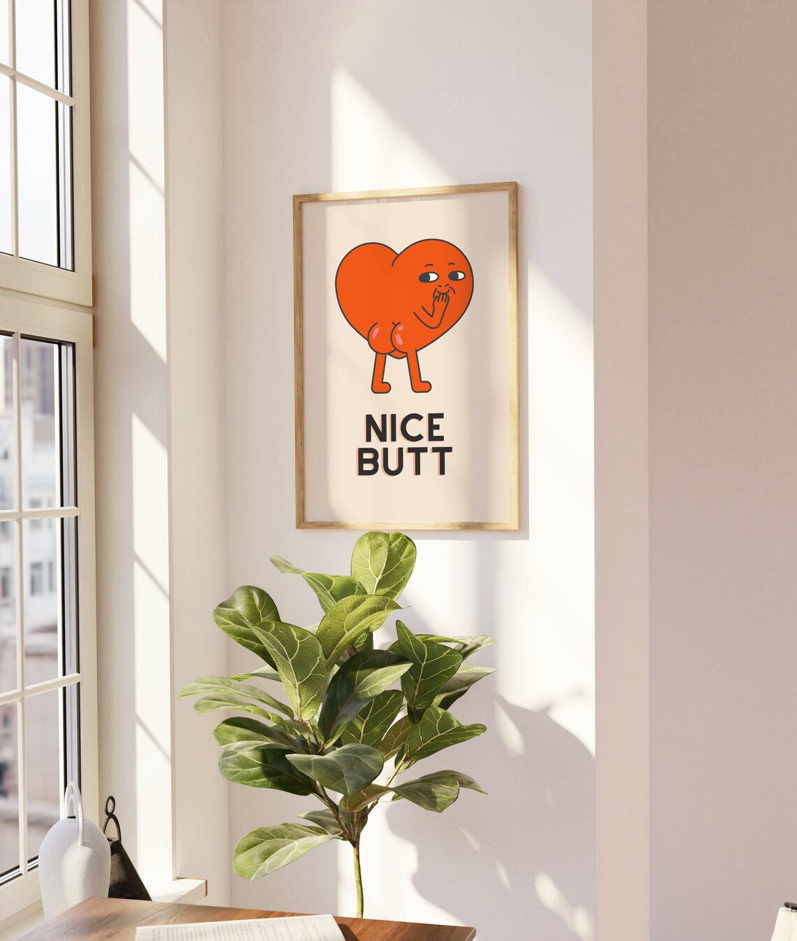 Funny Nice Butt Retro Heart Bathroom Wall Art Print - Image 3