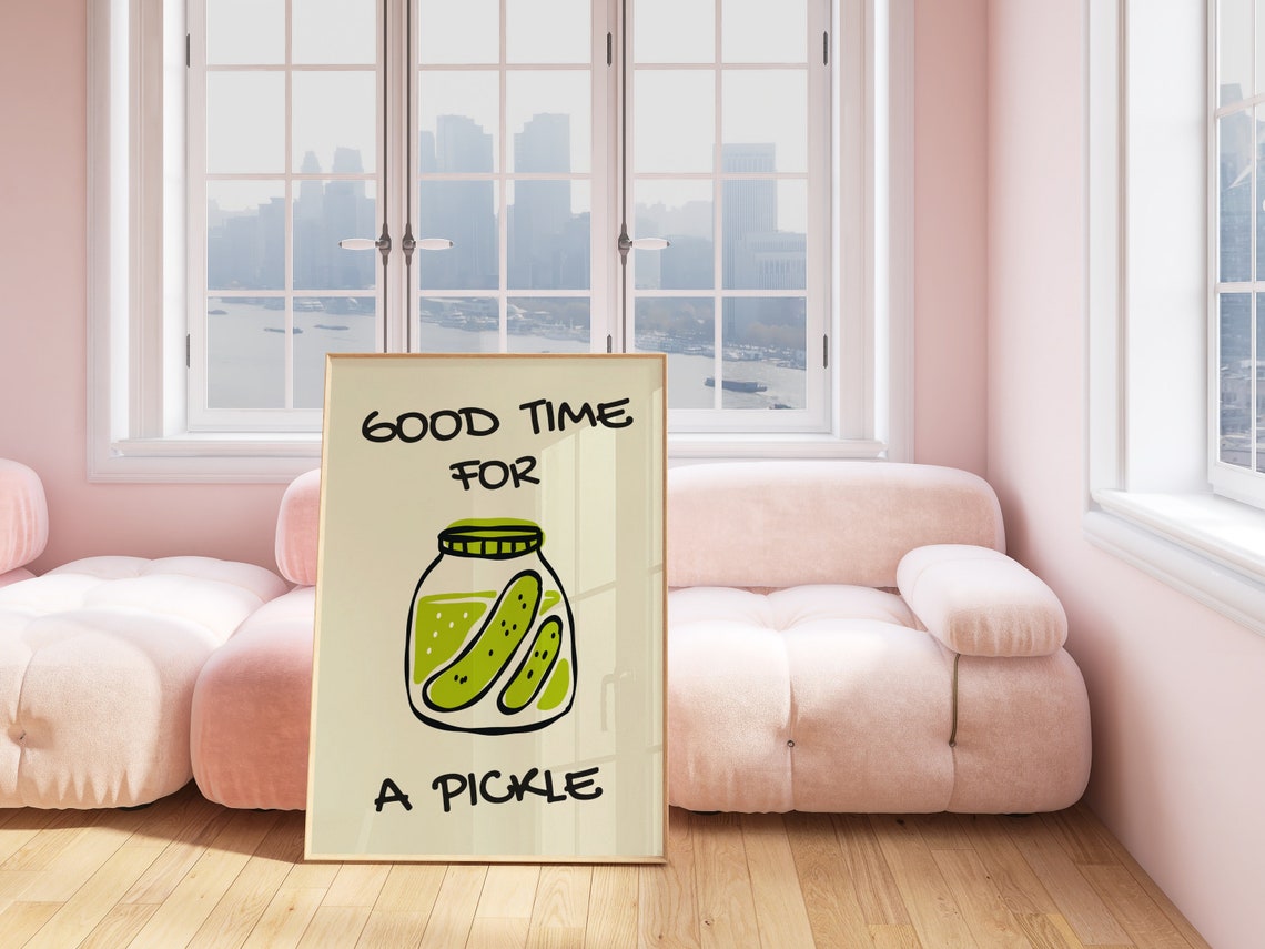 Good Time For A Pickle Funny Kitchen Food Illustration Poster - Image 2