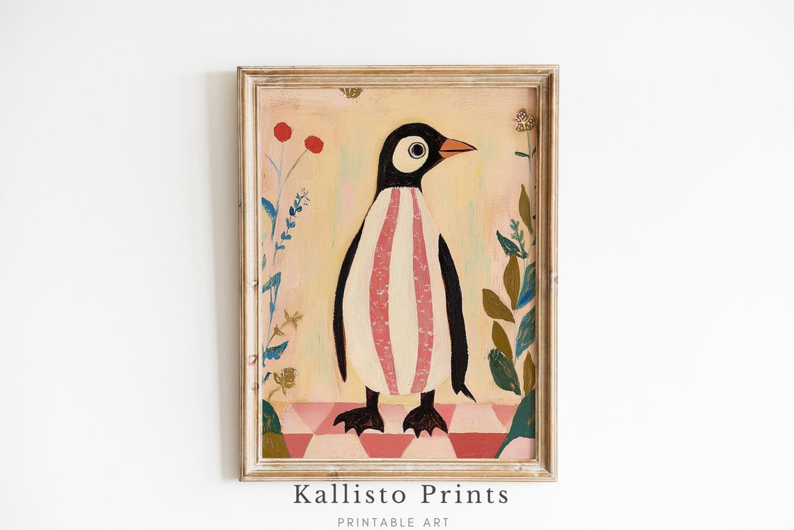 Whimsical Penguin Art Print, Playful Animal Decor