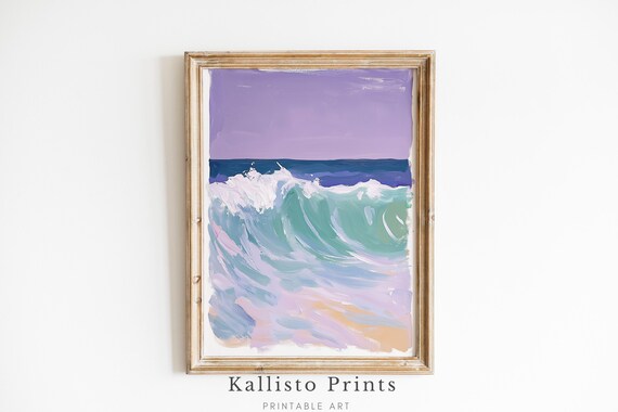Soft Pastel Wave Lavender Sky Beach Shore Abstract Art Poster
