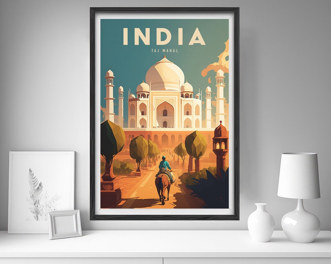 Taj Mahal India Travel Poster, India Wall Art Print - Image 4