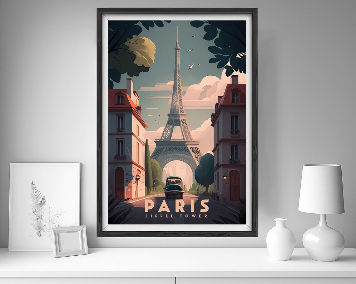 Paris Eiffel Tower Travel Poster, France Wall Art Print - Image 4