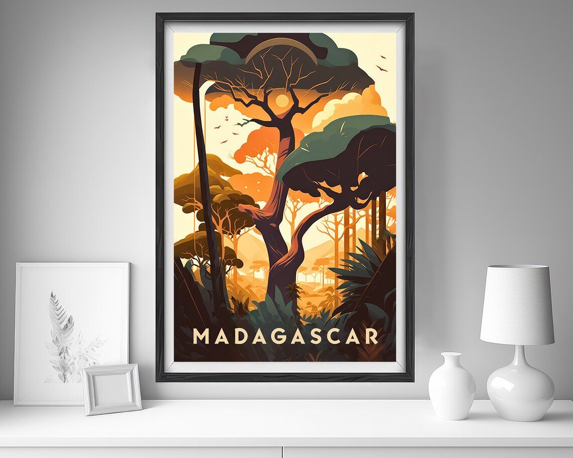 Madagascar Baobab Jungle Sunset Exotic Vintage Travel Poster - Image 4