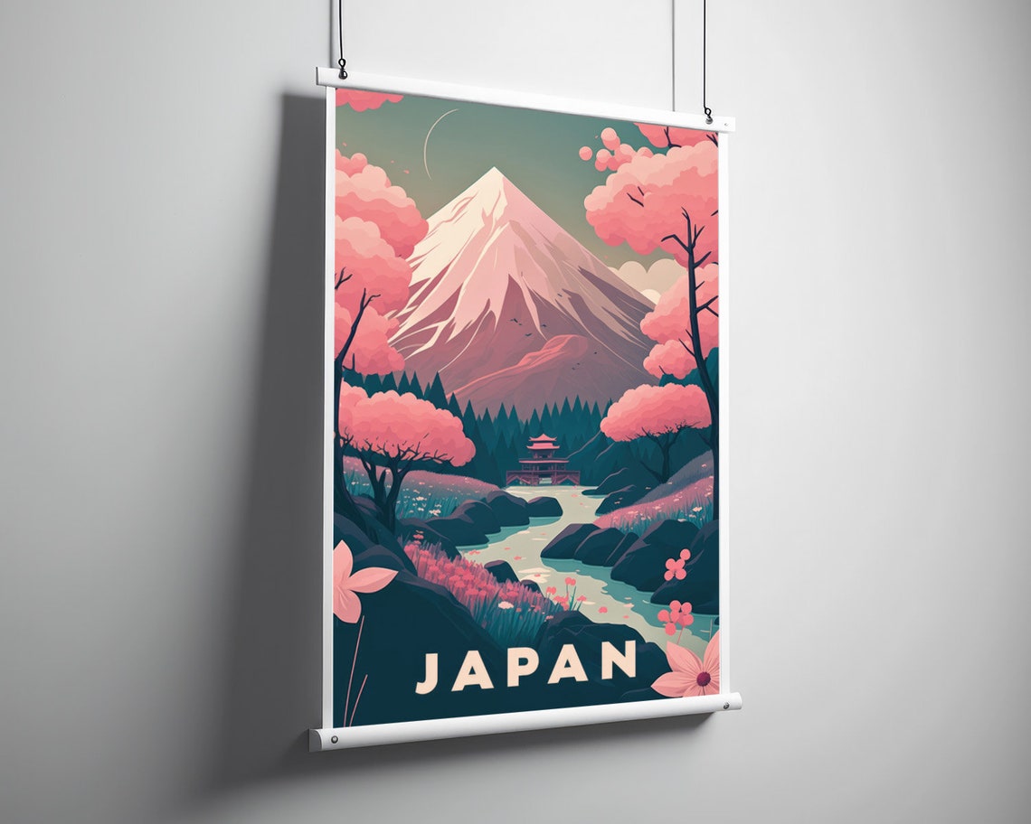 Mount Fuji Japan Travel Poster Japan Wall Art Print Mt Fuji Japan Painting Mt Fuji Japan Illustration Japan Watercolor Home Decor - Image 5