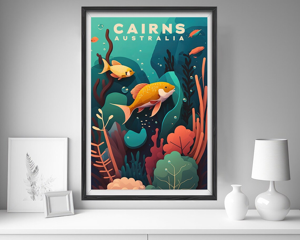 Cairns Australia Great Barrier Reef Coral Fish Travel Poster - Image 5