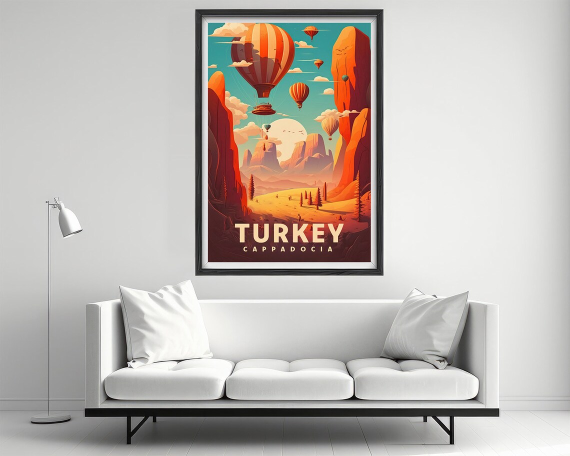 Cappadocia Turkey Hot Air Balloons Valley Vintage Travel Poster - Image 2