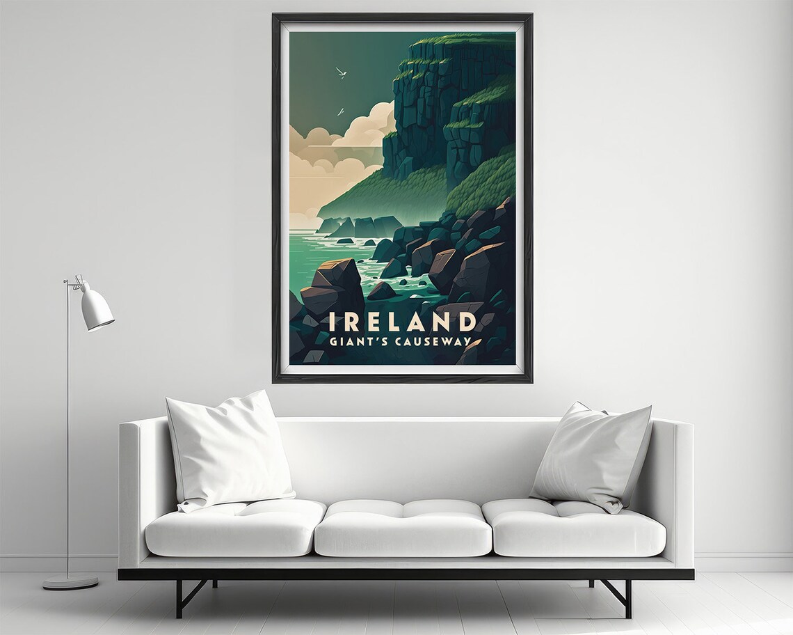 Ireland Giants Causeway Watercolor Travel Poster - Image 2