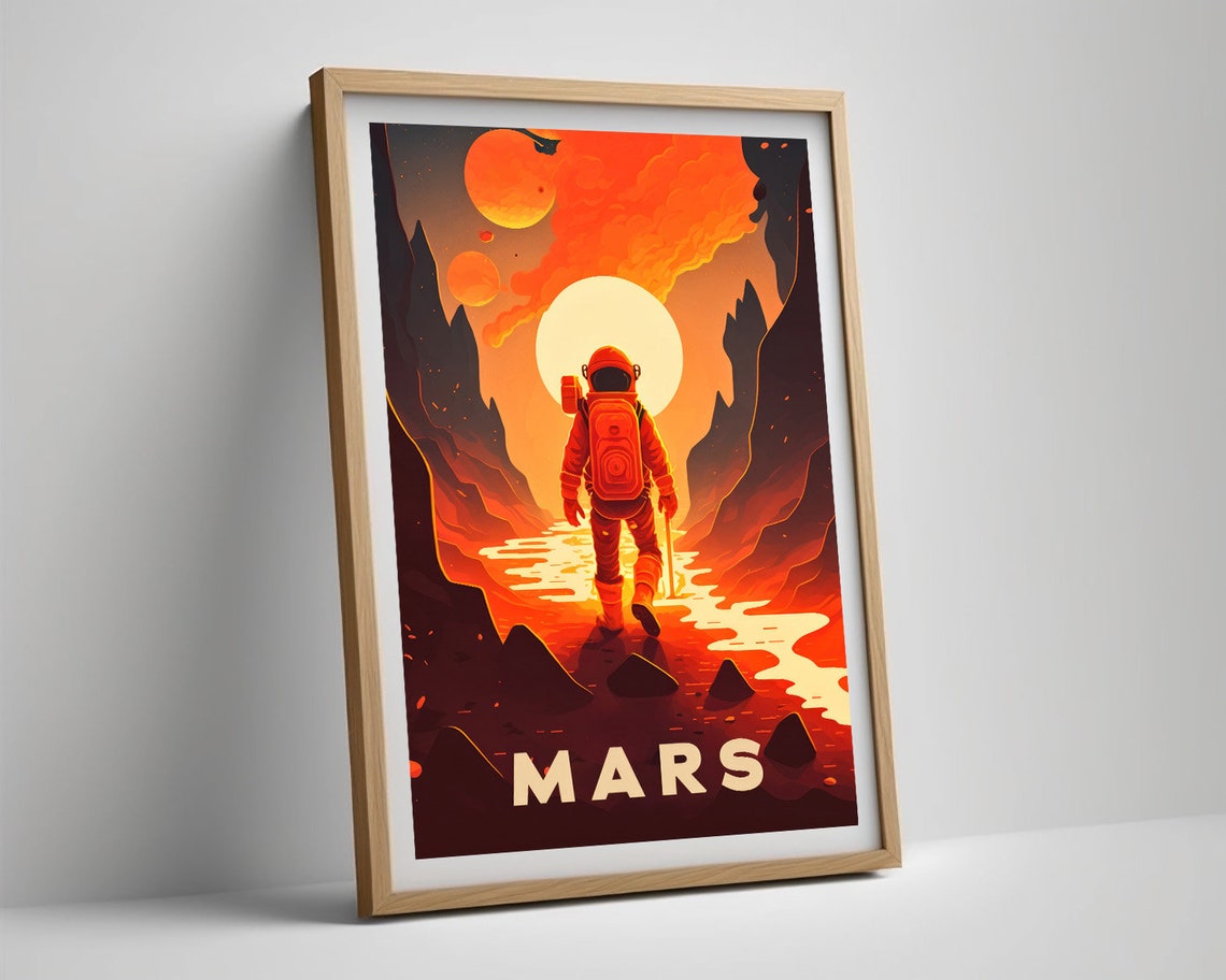 Mars Astronaut Red Planet Alien Landscape Retro Sci Fi Poster - Image 5