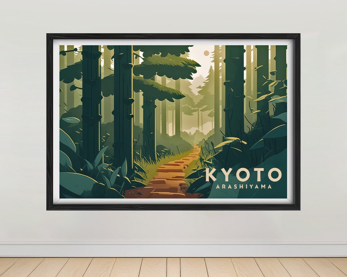Kyoto Japan Travel Poster Kyoyo Japan Wall Art Print Kyoto Japan Painting Arashiyama Illustration Kyoto Watercolor Art Home Decor