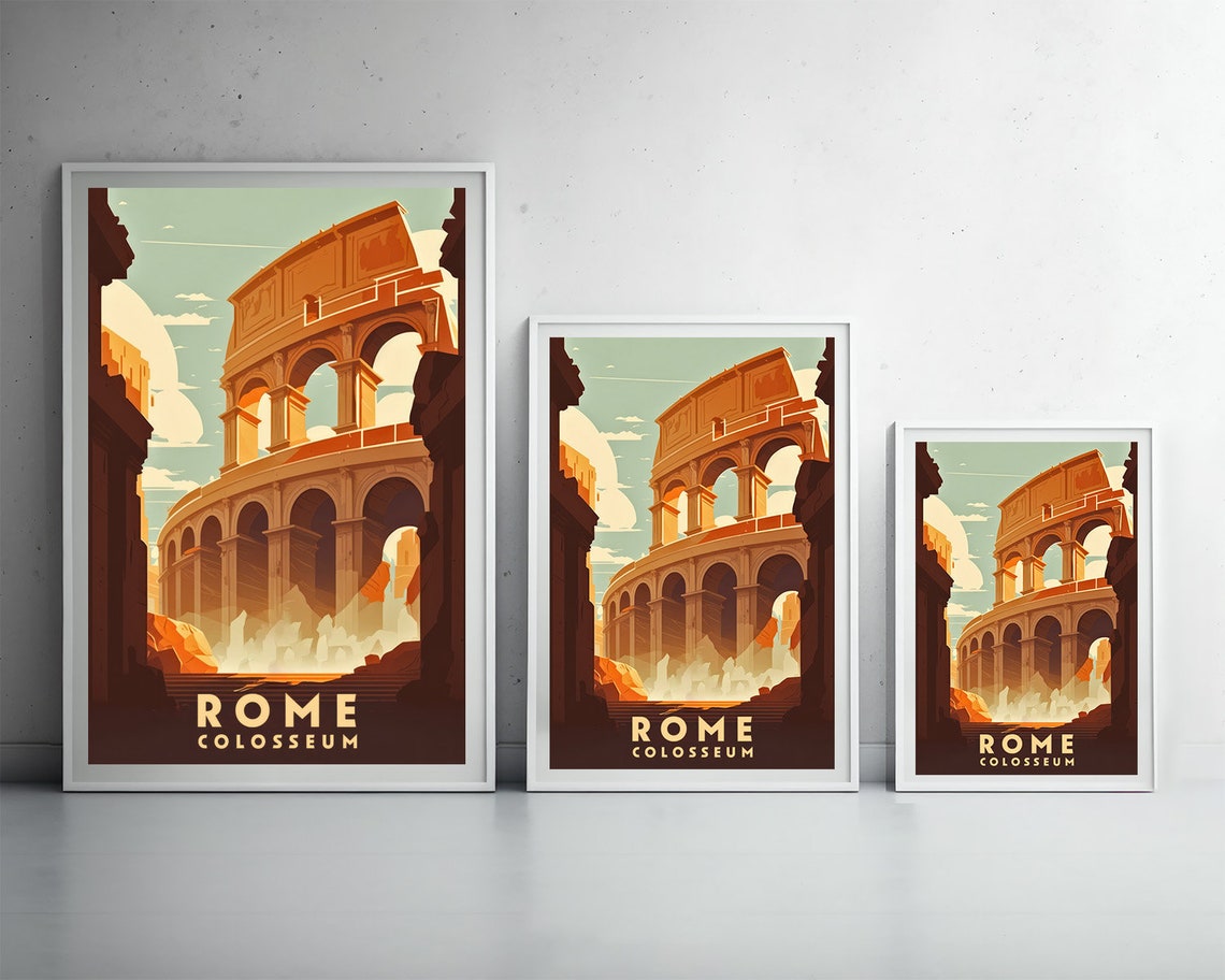 Rome Colosseum Travel Poster Rome Colosseum Wall Art Print Rome Colosseum Painting Rome Colosseum Illustration Rome Watercolor Art - Image 4