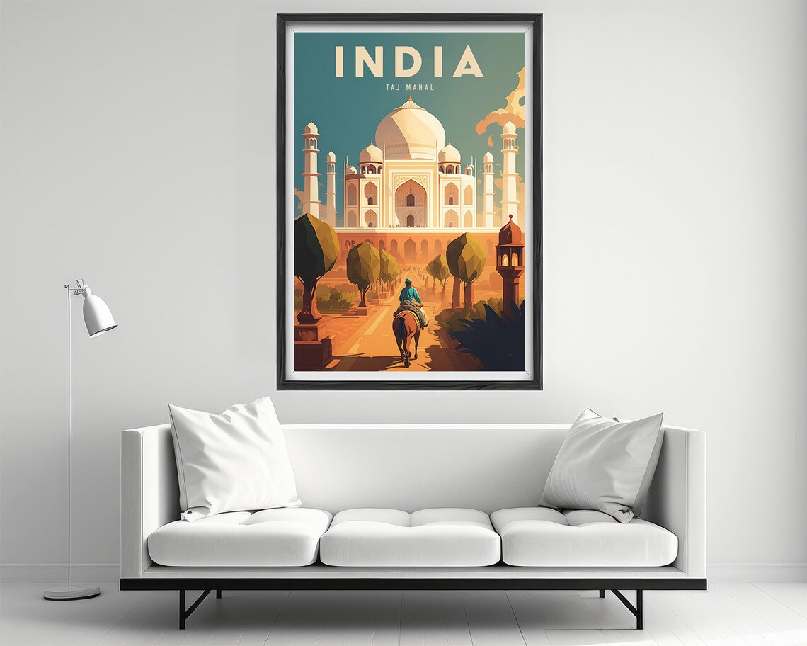 Taj Mahal India Travel Poster, India Wall Art Print - Image 2