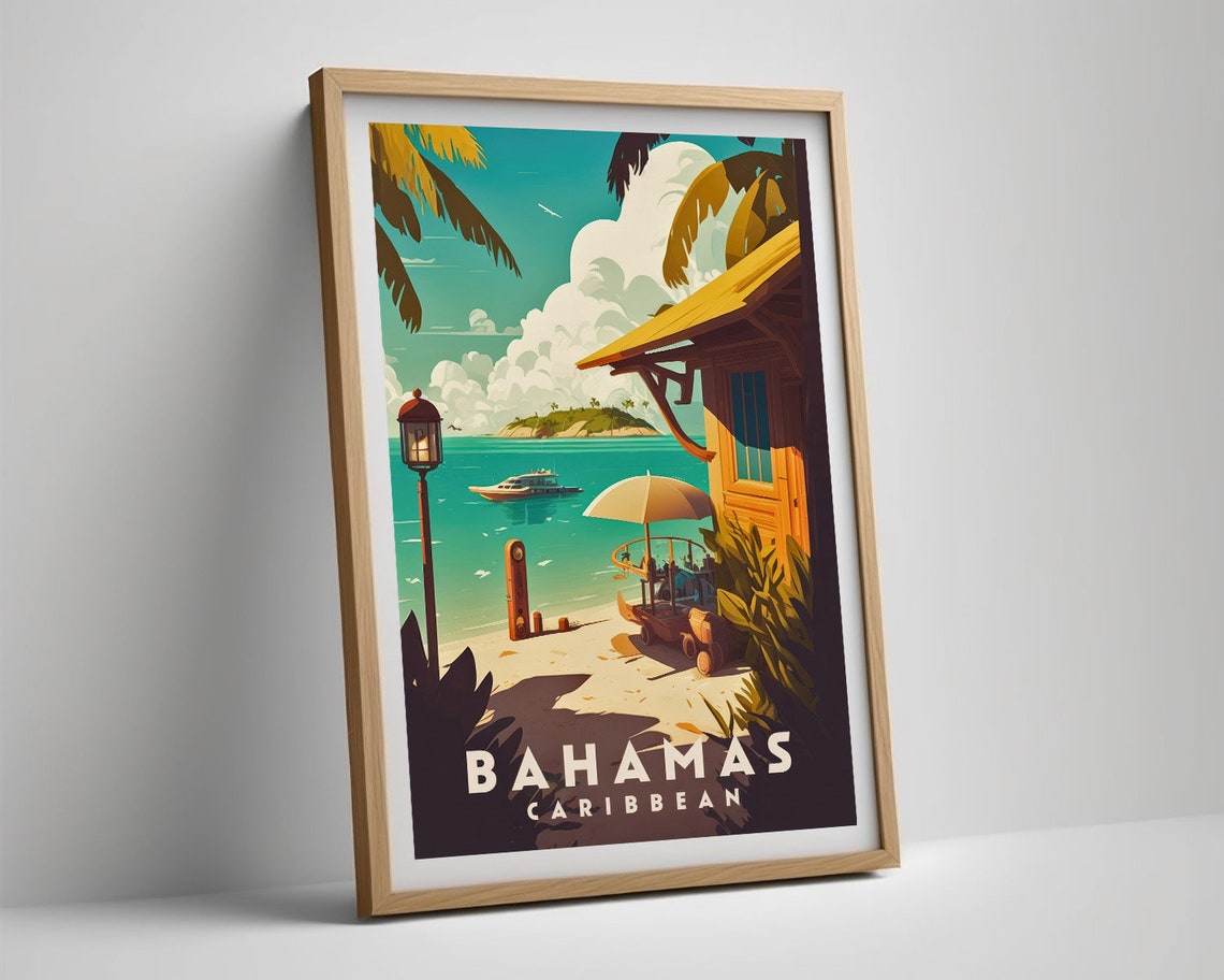 Bahamas Caribbean Travel Poster Bahamas Wall Art Print Bahamas Caribbean Painting Illustration Caribbean Watercolor Home Decor - Image 5