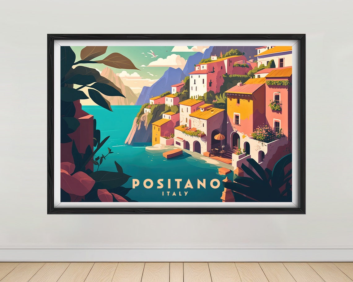 Positano Italy Travel Poster Positano Wall Art Print Positano Italy Painting Italy Travel Art Poster Positano Wall Art Home Decor