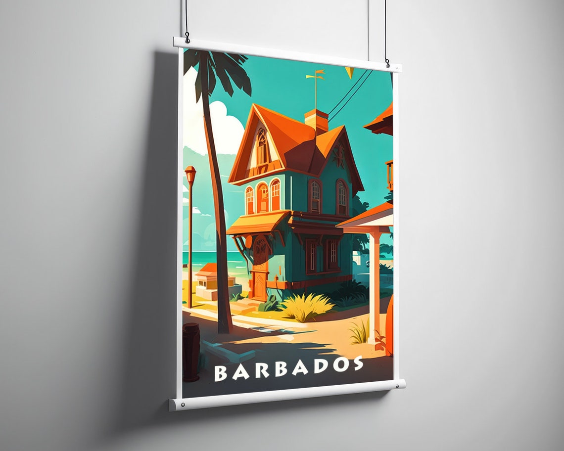 Barbados Travel Poster Barbados Print Barbados Wall Art Print Barbados Caribbean Barbados Painting Illustration Barbados Watercolor Decor - Image 3