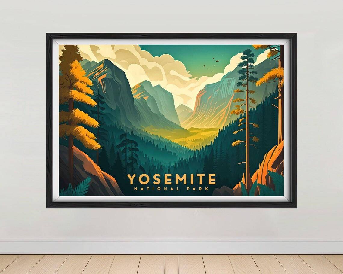 Yosemite Park Travel Poster Yosemite Park Wall Art Print Yosemite National Park Yosemite Travel Art Poster Yosemite Art Home Decor