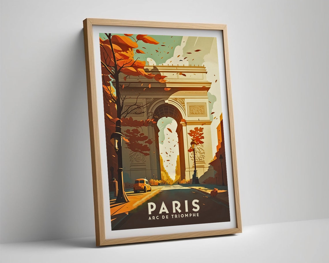 Paris Arc De Triomphe Travel Poster France Arc De Triomphe Wall Art Print Paris France Painting Illustration France Watercolor Art - Image 5
