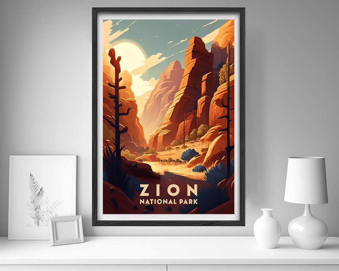 Zion National Park Poster Zion National Park Print Zion National Park Wall Art Zion Painting Zion Illustration Zion National Park Travel - Image 4