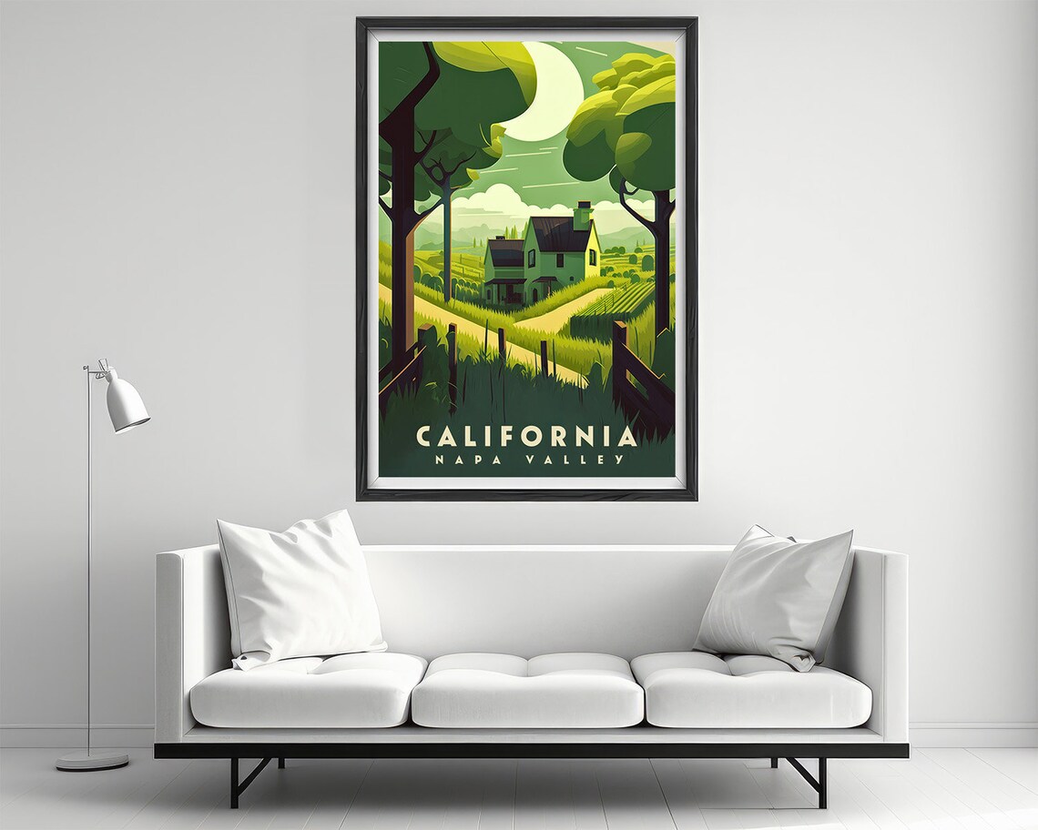 California Napa Valley Wine Country Green Hills Travel Poster - Image 2