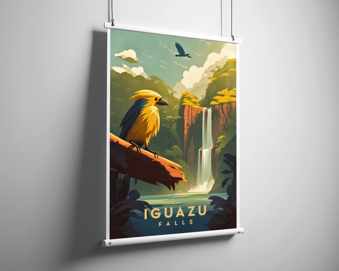 Iguazu Falls Brazil Travel Poster Iguazu Falls Brazil Wall Art Print Iguazu Falls Brazil Painting Illustration Brazil Watercolor - Image 3