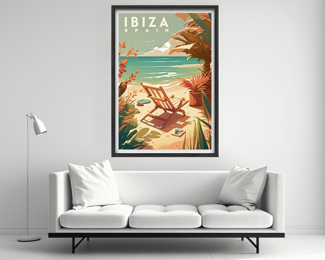 Ibiza Spain Travel Poster Ibiza Spain Wall Art Print Ibiza Spain Painting Ibiza Spain Illustration Ibiza Spain Watercolor Decor - Image 2