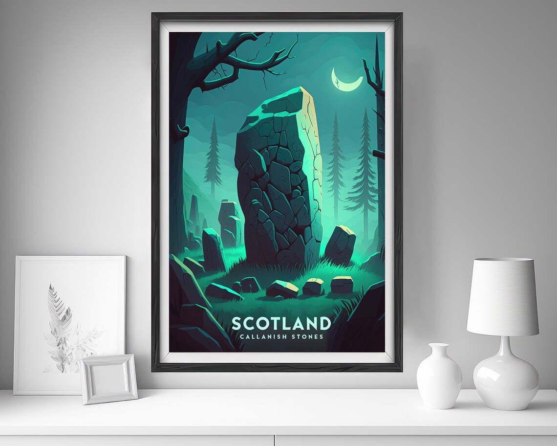 Scotland Callanish Stones Moonlit Night Vintage Travel Poster - Image 4