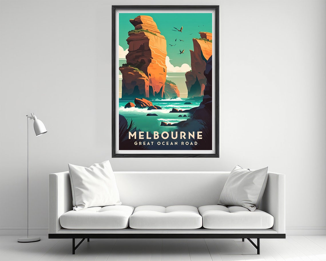 Melbourne Great Ocean Road Sea Stacks Cliffs Vintage Travel Poster - Image 2