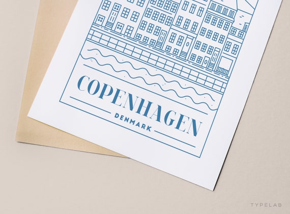 Copenhagen Travel Poster, Nyhavn Canal Wall Art