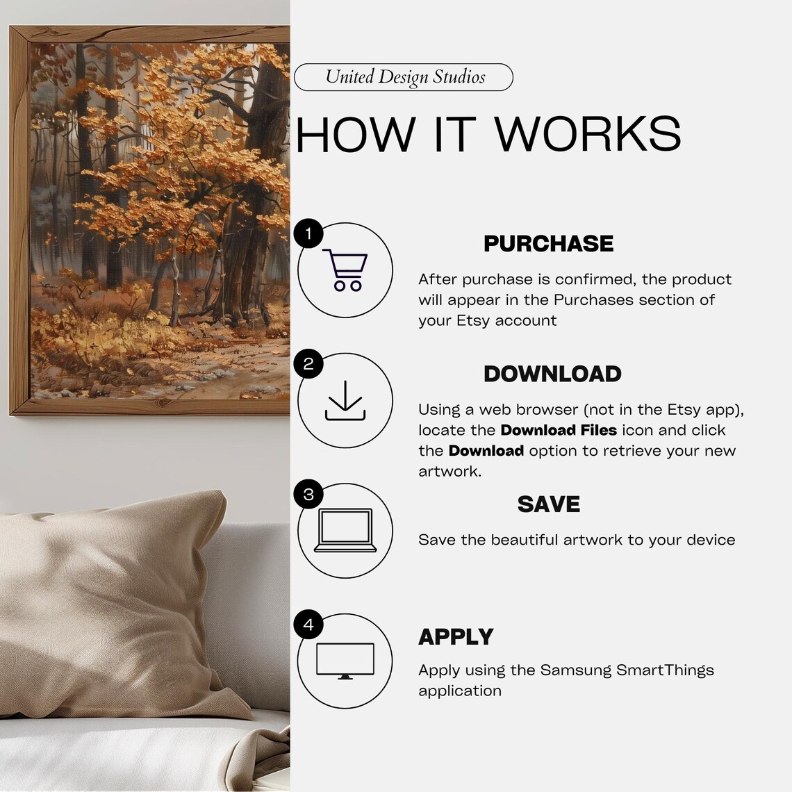 Autumn Forest TV Art, Fall Seasonal Wall Art - Image 3