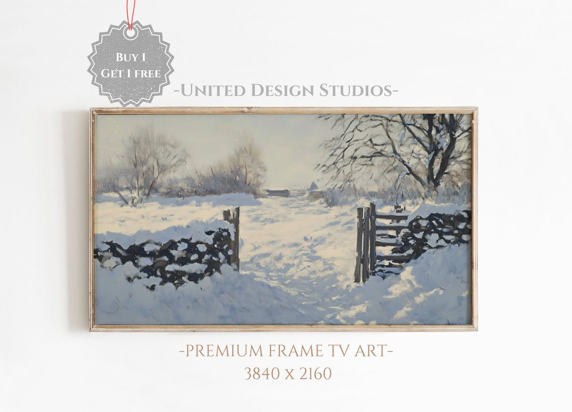 Winter Frame Tv Art Painting Of Winter Field Frame Tv Art Farmhouse Rustic Winter Tv Art Winter Cottagecore Tv Art