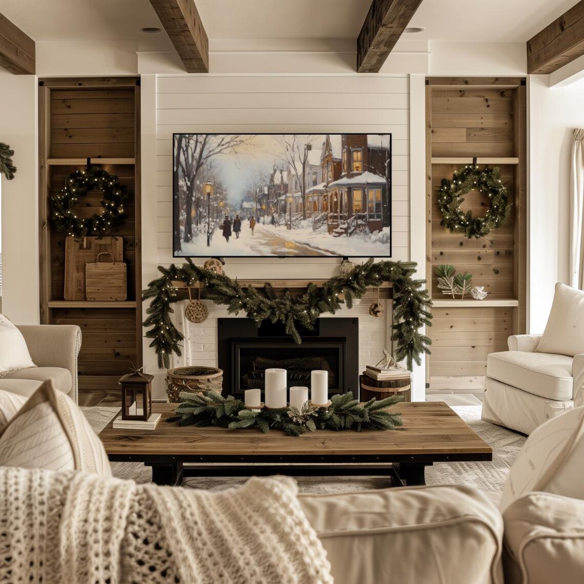 Christmas Town Farmhouse Christmas Village Art Print - Image 4