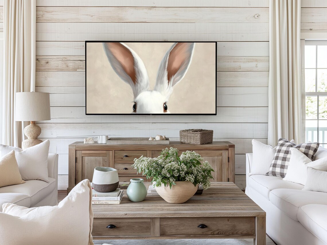 Easter Bunny Ears Art Print, Neutral Pastel Easter Decor - Image 3