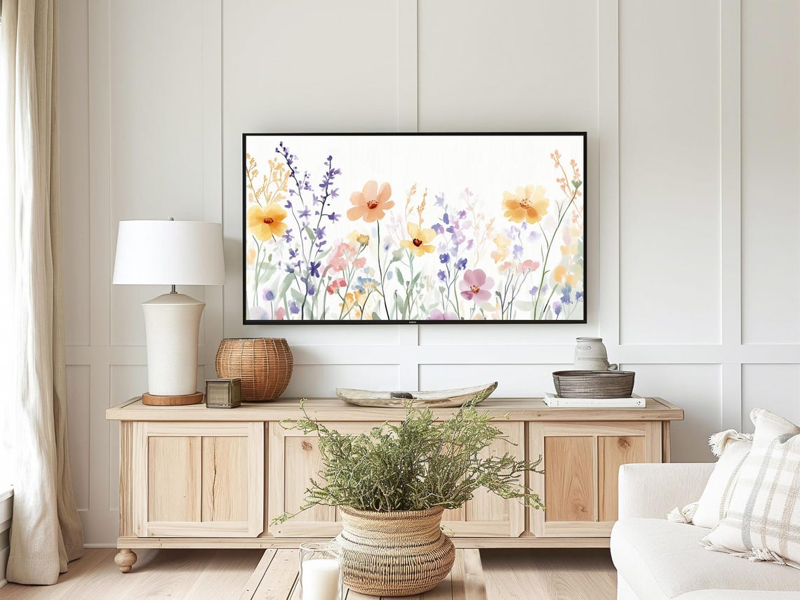 Pastel Wildflowers Watercolor Spring Meadow Botanical Wall Art - Image 4