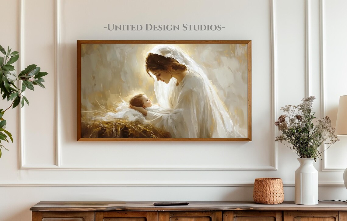 Christmas Nativity Neutral Christian Art Print - Image 4