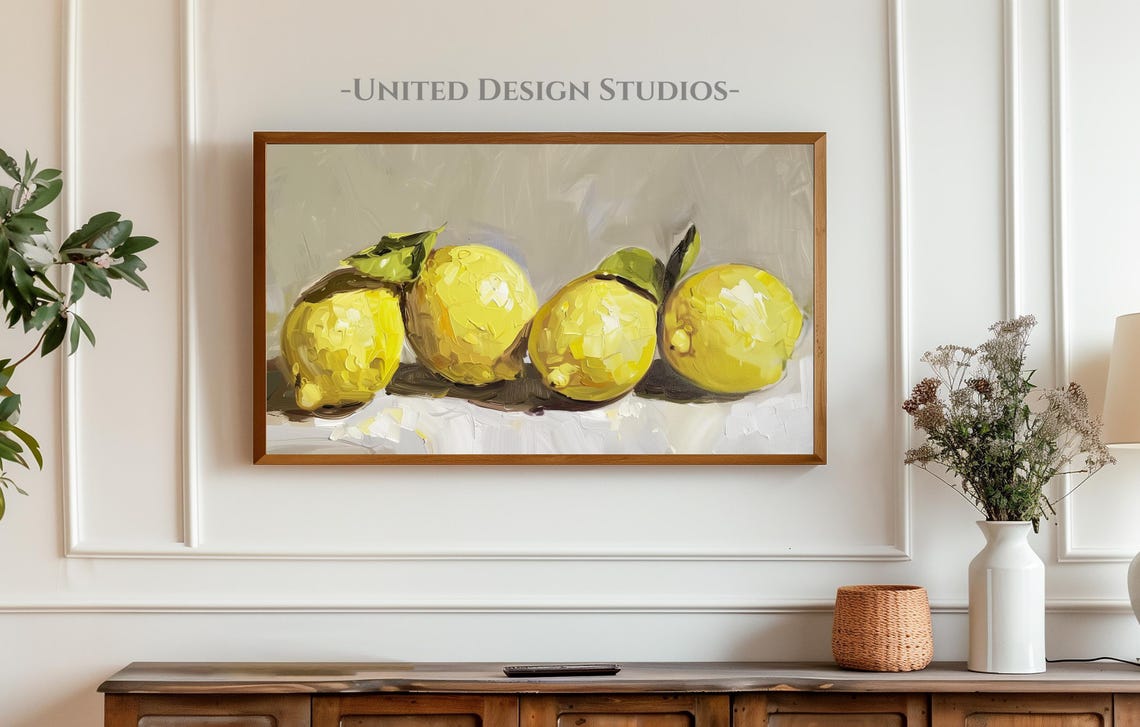 Fresh Lemons Oil Painting Yellow Citrus Still Life Kitchen Wall Art - Image 4