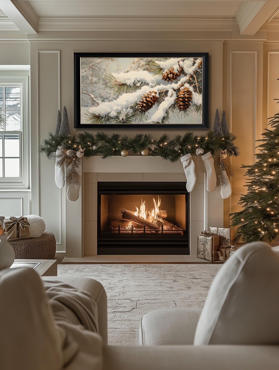 Winter Christmas Tree Pinecone Art Print - Image 2