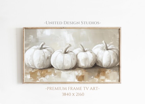 White Pumpkins Still Life Rustic Neutral Fall Painting Poster
