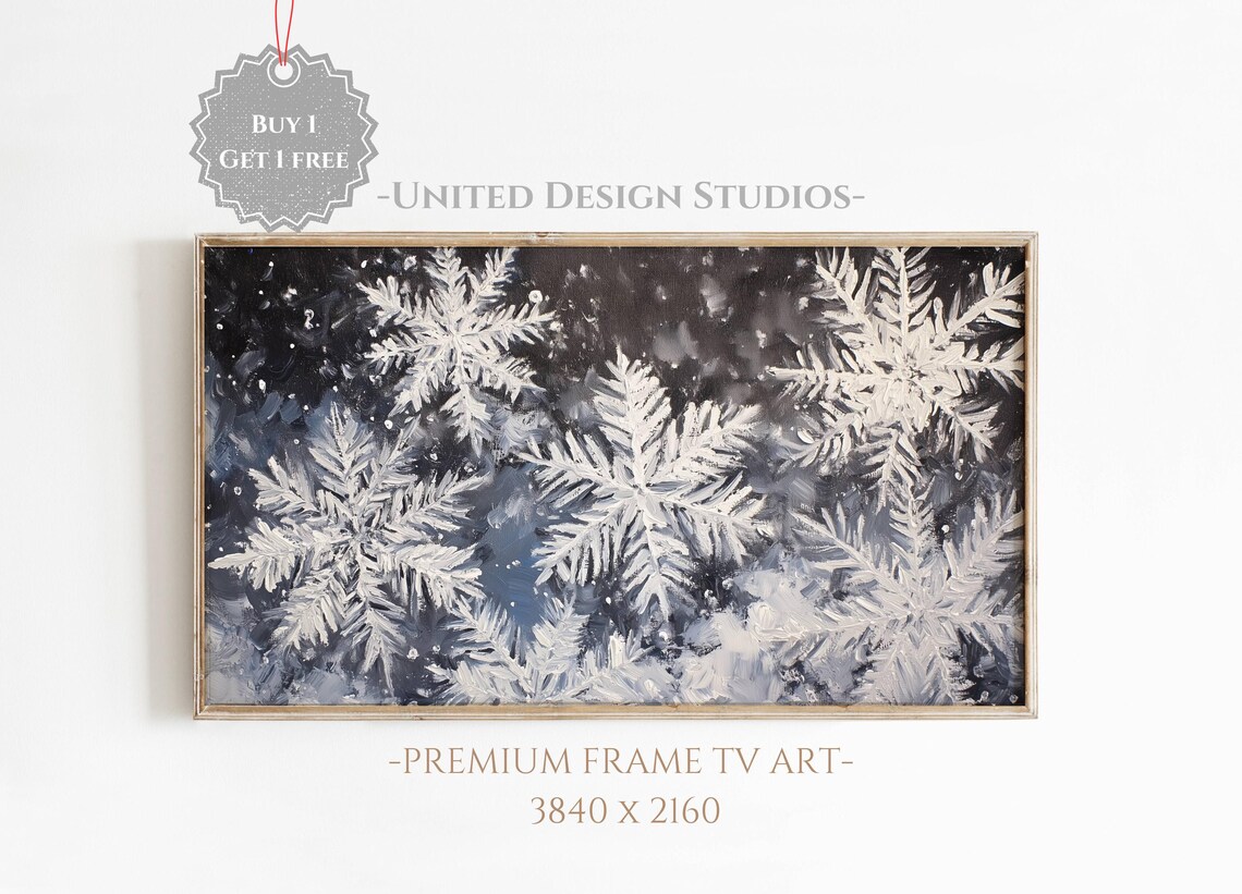 Winter Snowflake Holiday Art Print, Farmhouse Style