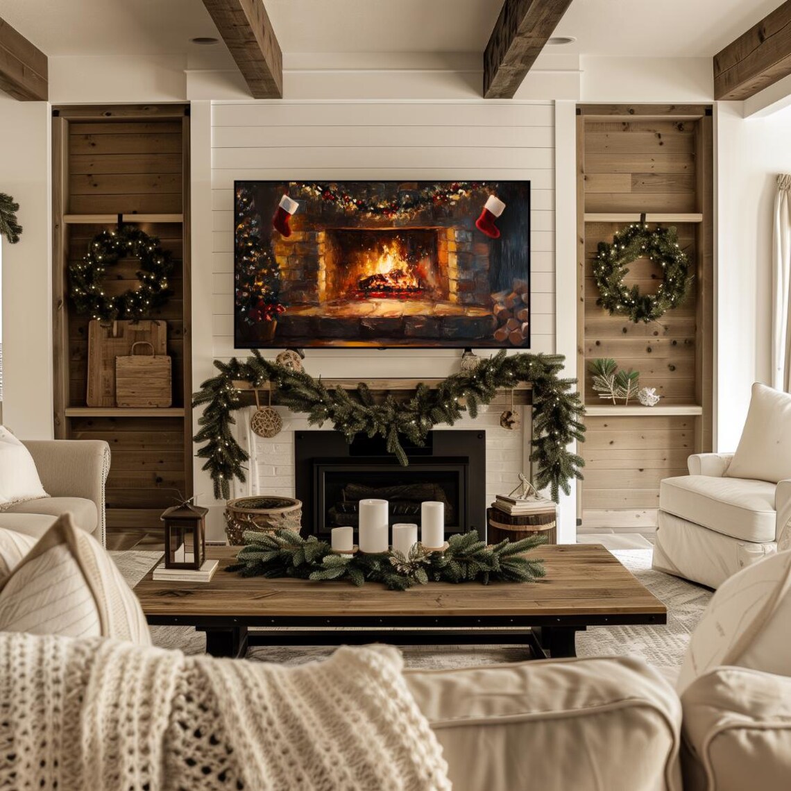Warm Christmas Fireplace Holiday Art Print - Image 4