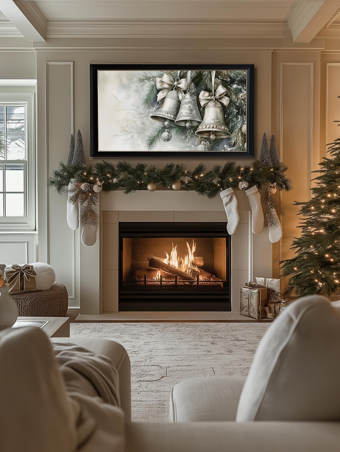 Christmas Bells and Tree Ornament Farmhouse Art Print - Image 2