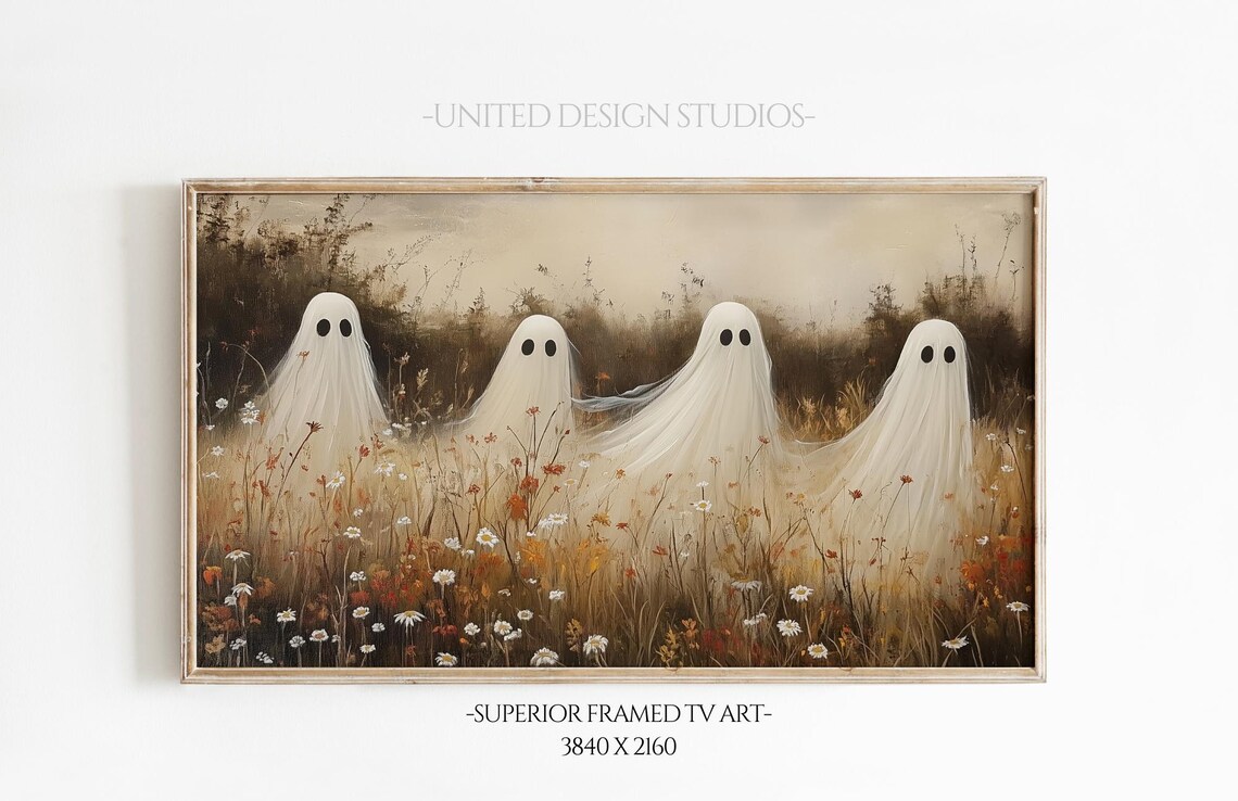 Halloween Ghosts in an Autumn Field Art Print