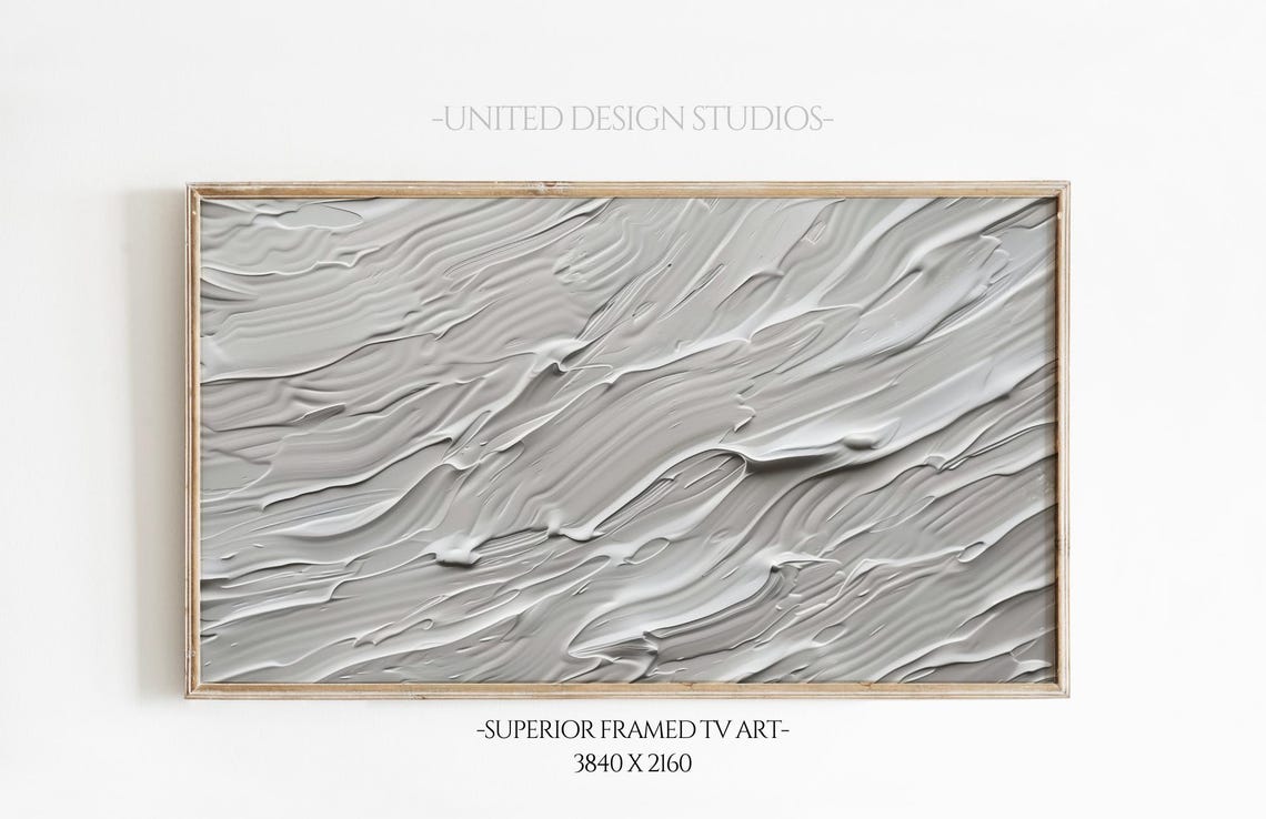 Gray Abstract Textured Brushstroke Waves Modern Minimalist Art Poster