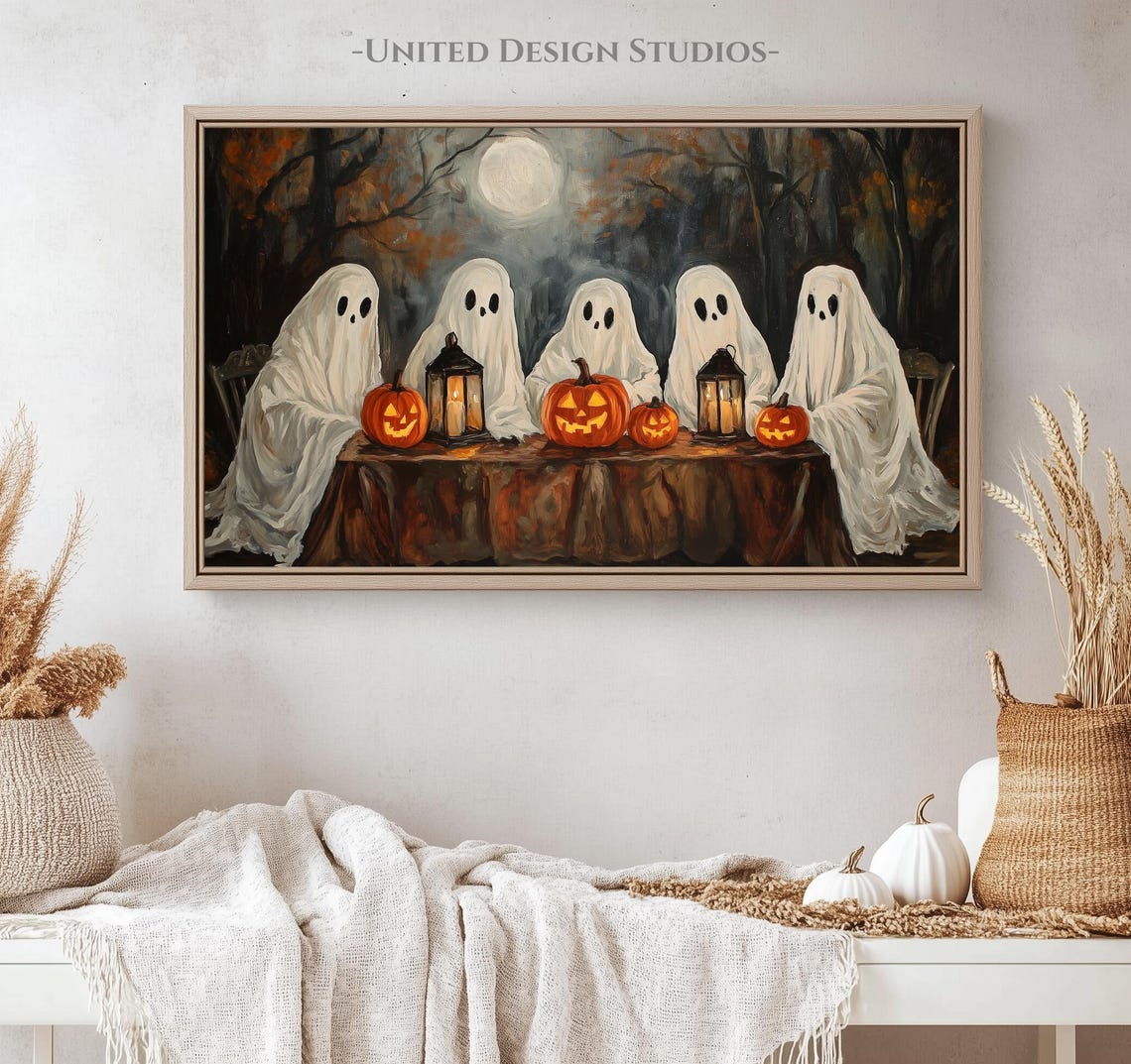 Halloween Ghost Pumpkin Fall Art Print - Image 5