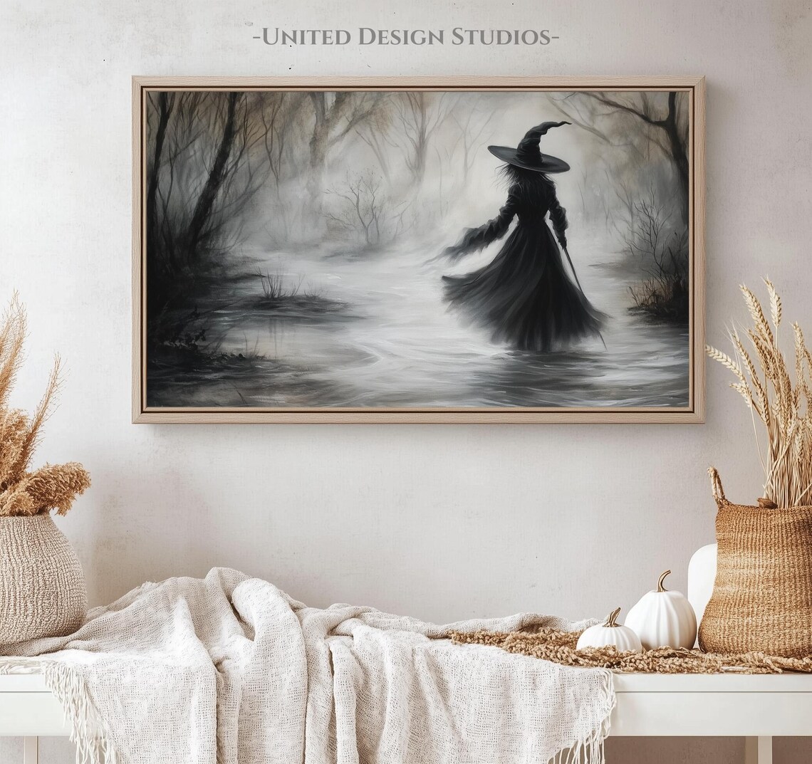 Halloween Witch Rustic Art Print, Spooky Decor - Image 4