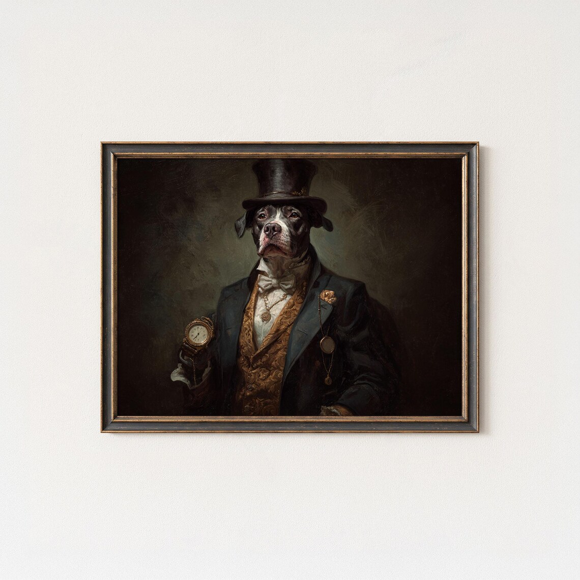 Steampunk Gentleman Dog Top Hat Tailcoat Pocket Watch Portrait Poster