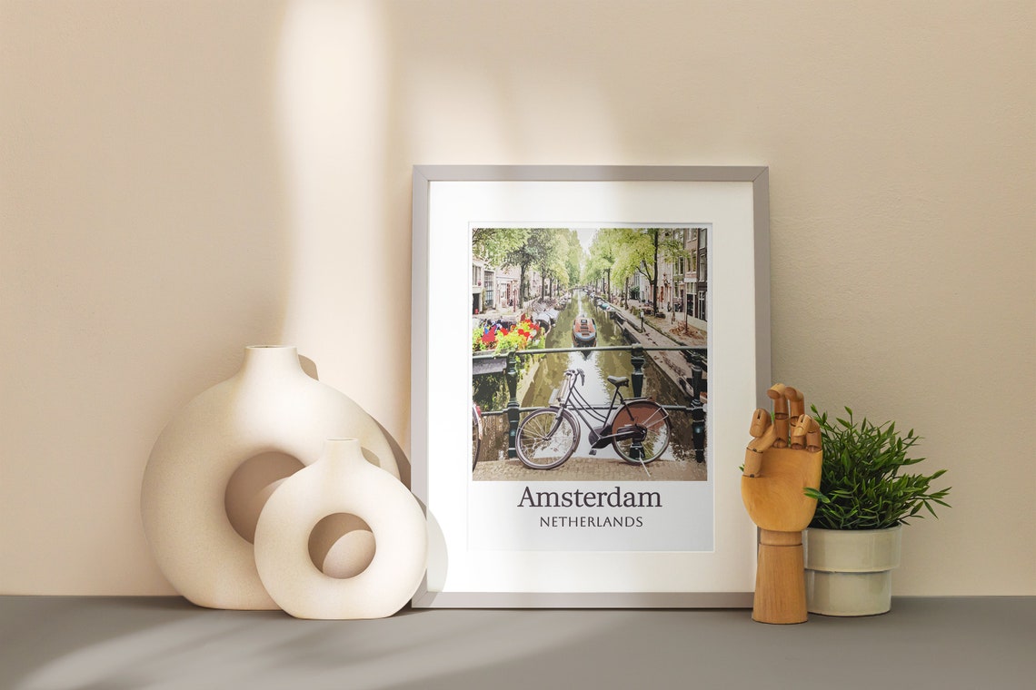 Amsterdam Netherlands Canal Bridge Bicycle Photographic Art Poster - Image 4