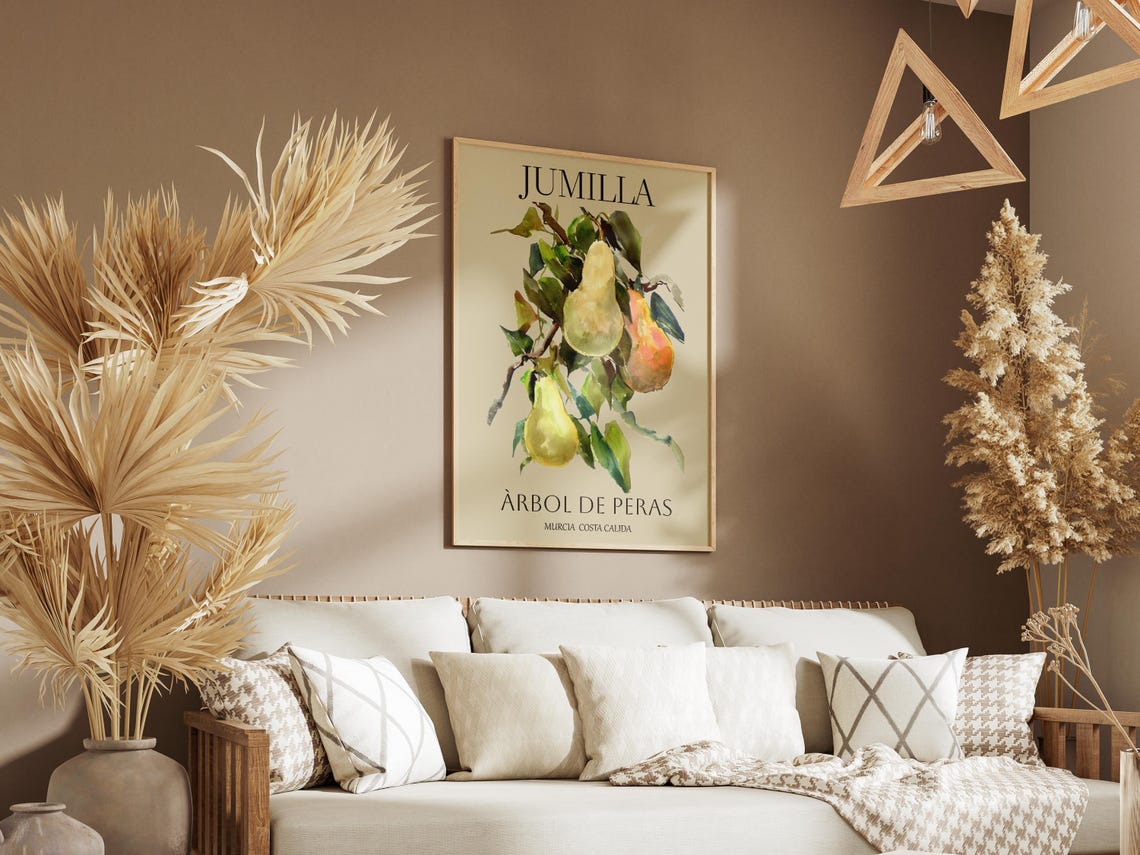 Jumilla Pear Tree Orchard Watercolor Spanish Market Style Poster - Image 4